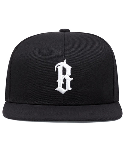 B Gothic Embroidered Flat Brim Baseball Cap