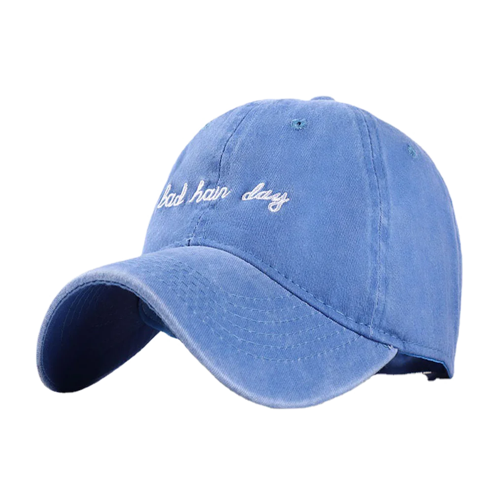 Bad Hair Day Letter Embroidery Washed Baseball Cap