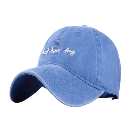 Bad Hair Day Letter Embroidery Washed Baseball Cap