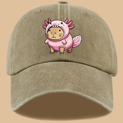 Axolotl Cat Embroidered Denim Baseball Cap