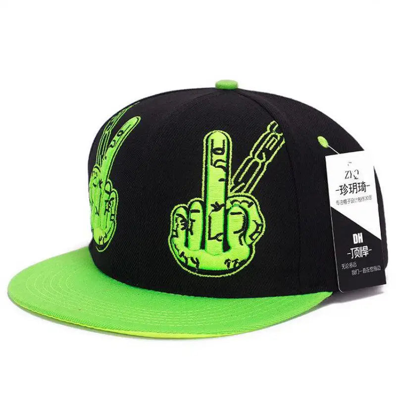 Middle Finger Embroidery Hip Hop Snapback Cap
