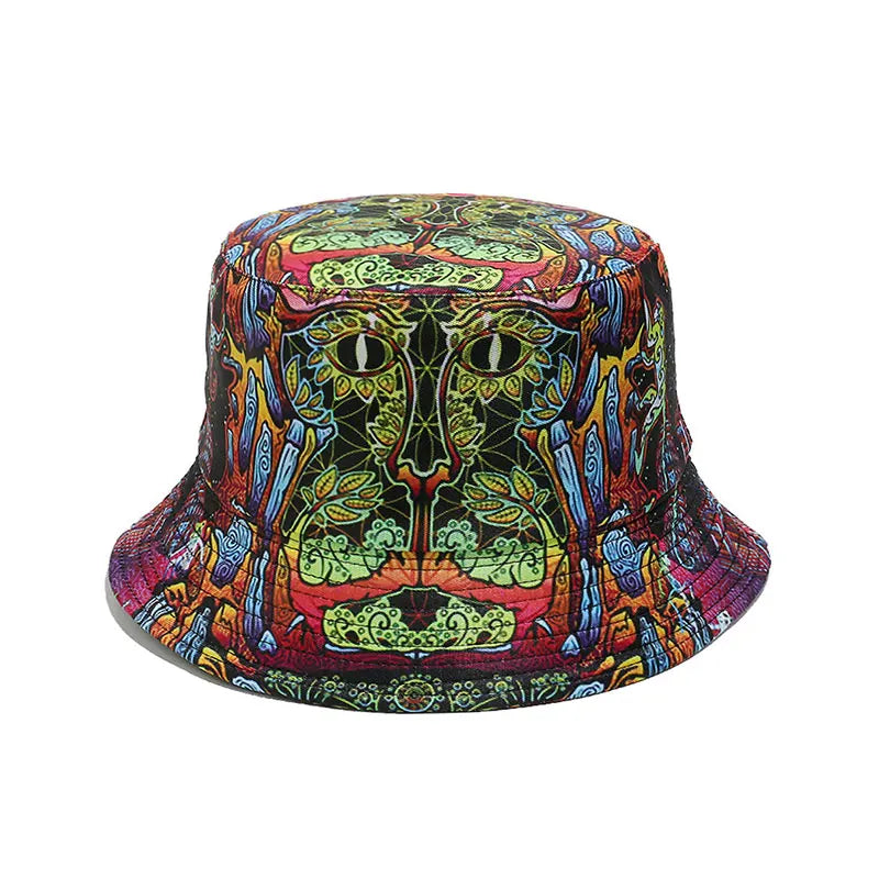 Flowerpower Vintage Punk Reversible Bucket Hat