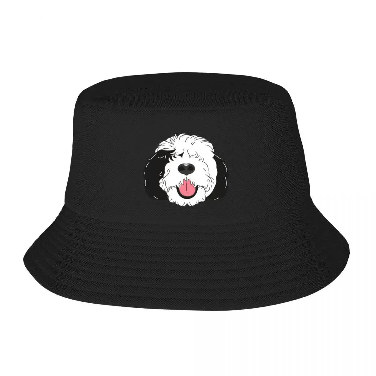 Love Black White Sheepadoodle Baby Blue Bucket Hat