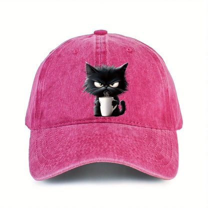 Coffee Cat Print Baseball Hat Unisex