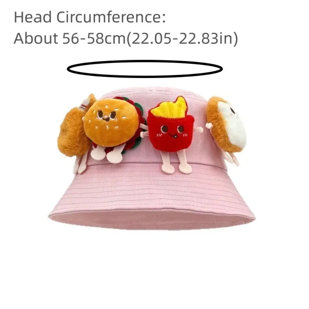 French Fries Hamburger Cartoon Sunshade Bucket Hat