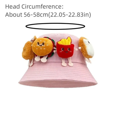 French Fries Hamburger Cartoon Sunshade Bucket Hat