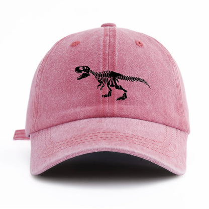 Black T Rex Print Washed Baseball Cap