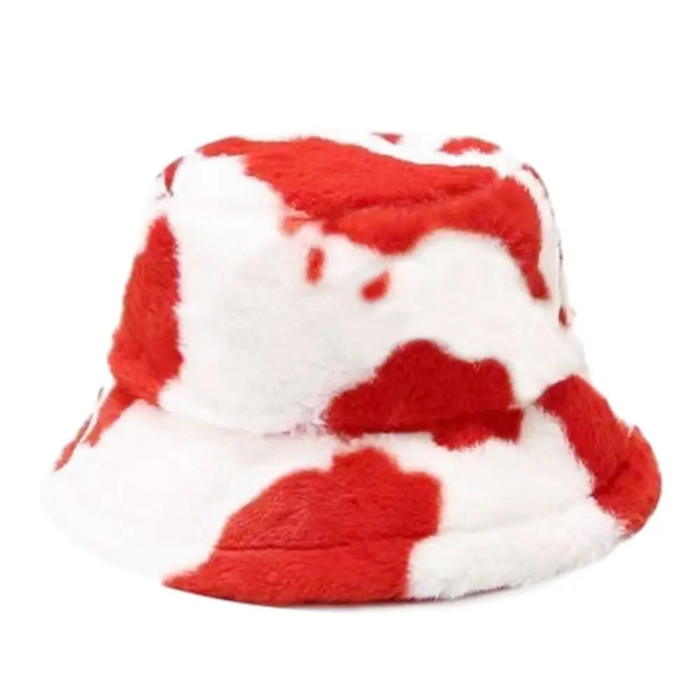 Faux Fur Cow Print Bucket Hat