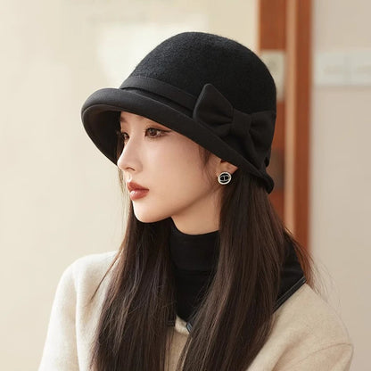 French Bow Warm Winter Bucket Hat