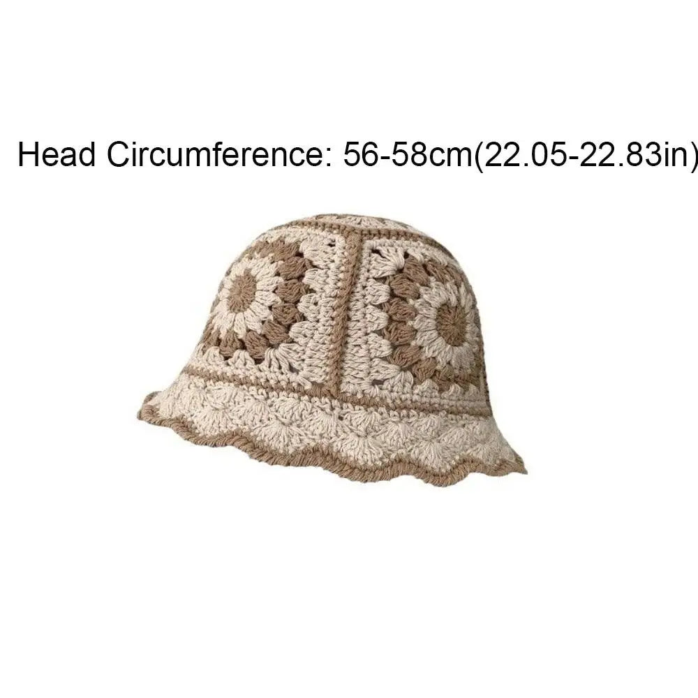 Casual Knitted Flower Hollow Fisherman Bucket Hat