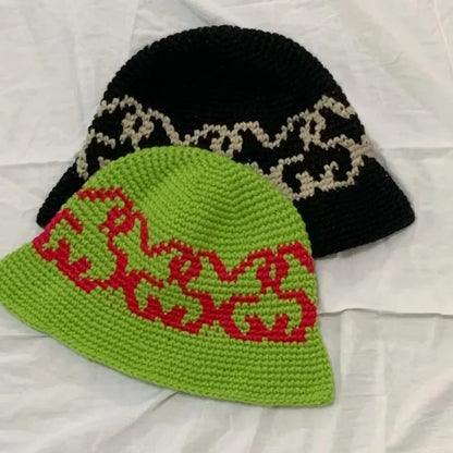Hand-Woven Jacquard Autumn Winter Bucket Hat