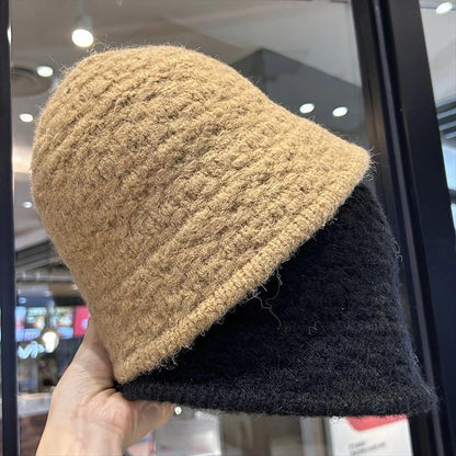 Korean Warm Solid Wool Bucket Hat