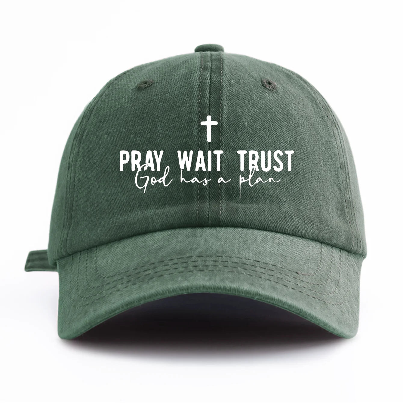 Pray Wait Trust Washed Retro Baseball Cap