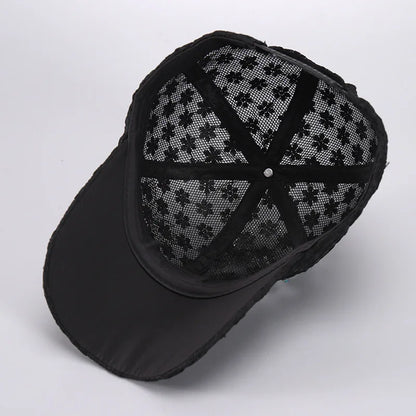 Lace Flower Rhinestone Baseball Cap