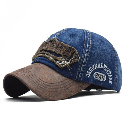 Summer Denim Embroidered Letter Adjustable Baseball Cap