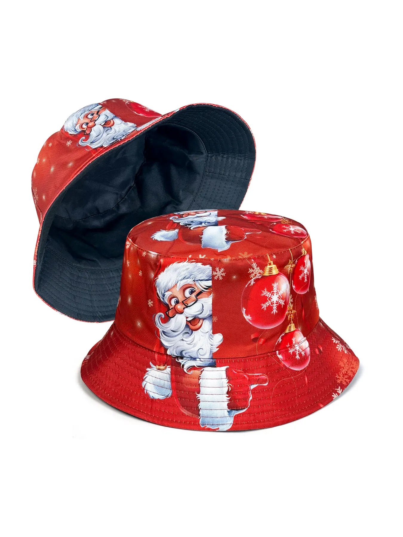 Christmas Santa Snowflake Reversible Bucket Hat
