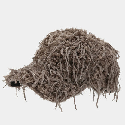 M Label Lamb Wool Baseball Cap