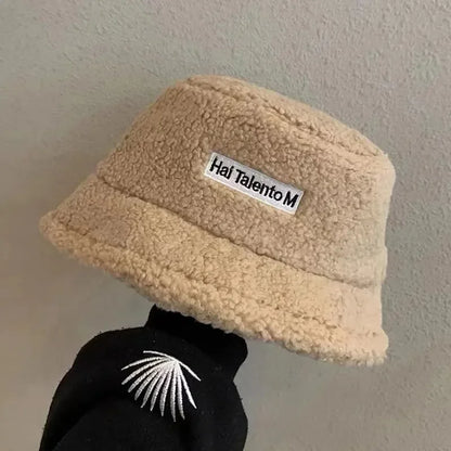 Korean Japanese Lamb Wool Retro Bucket Hat