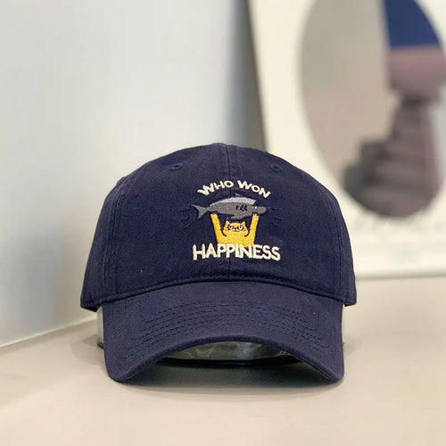 Cat Fish Embroidery Unisex Baseball Cap