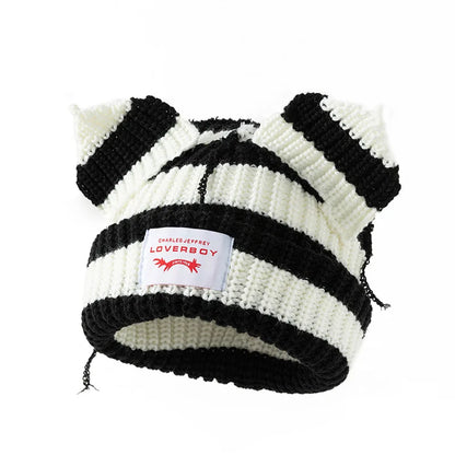 Y2K Cute Ear Warm Knit Bucket Hat