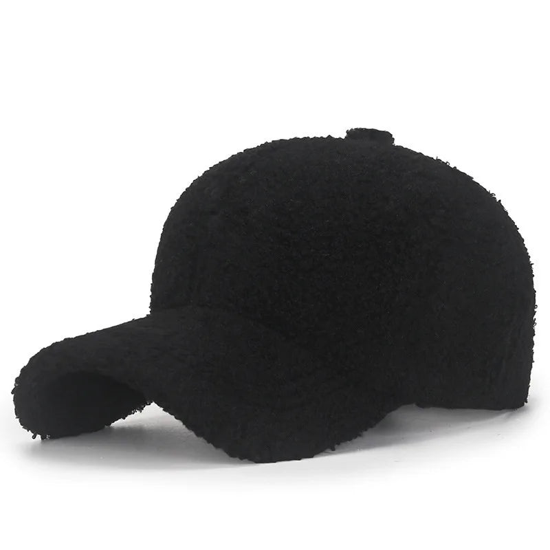 Winter Lamb Wool Solid Baseball Cap
