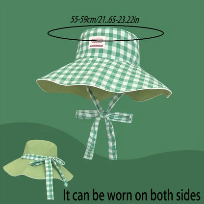Plaid Double Sided Seaside Bucket Hat