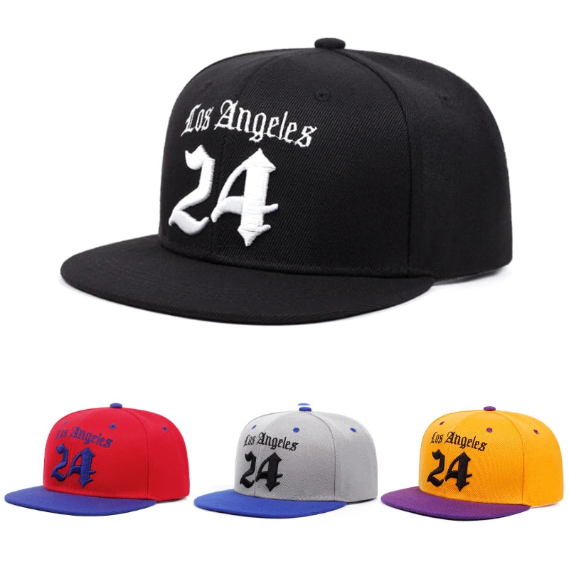 Los Angeles Letter Embroidered Flat Brim Baseball Hat