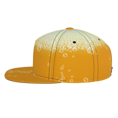 Hippie Yellow Beer Print Flat Brim Cap
