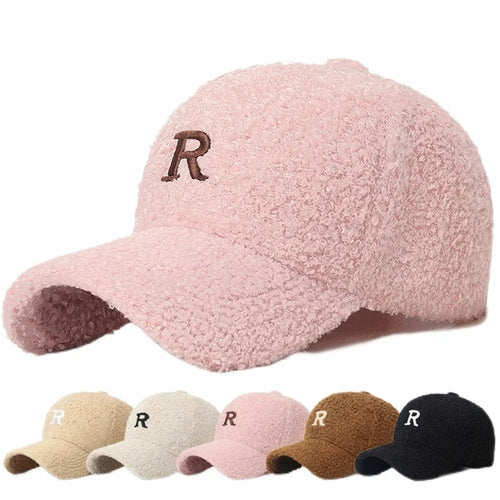 Letter R Lamb Wool Duckbill Cap