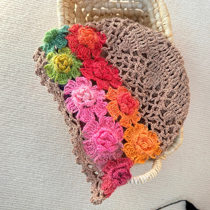 Japanese Artistic Colorful Flower Crochet Bucket Hat