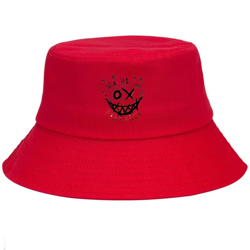 Graffiti Smiley Cotton Outdoor Bucket Hat Unisex