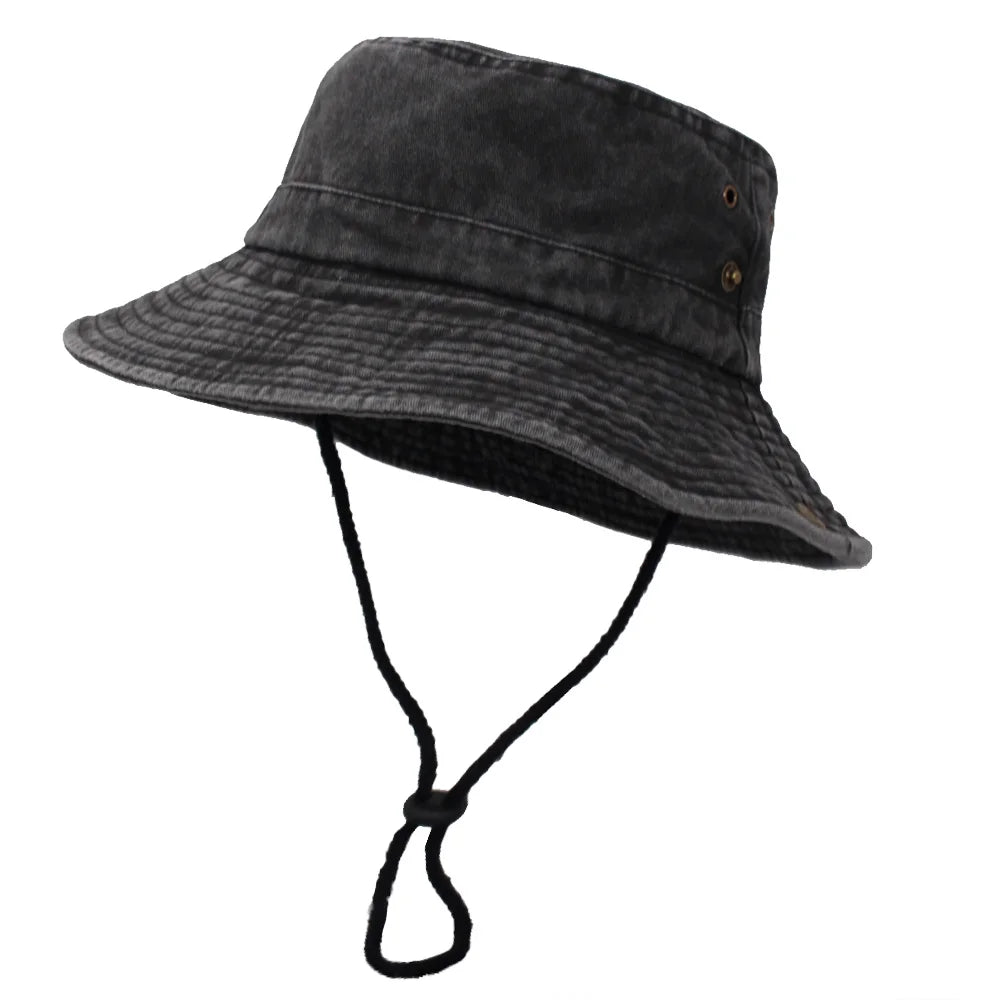Wide Brim Washed Cotton Outdoor Bucket Hat