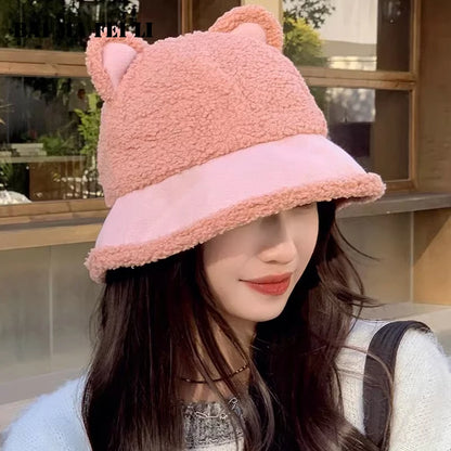Cute Fluffy Faux Fur Winter Bucket Hat