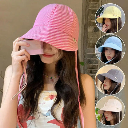 Wide Brim Stripe Sun Bucket Hat