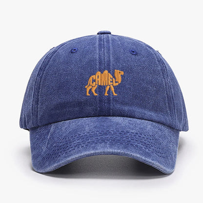 Camel Embroidered Vintage Cotton Baseball Cap