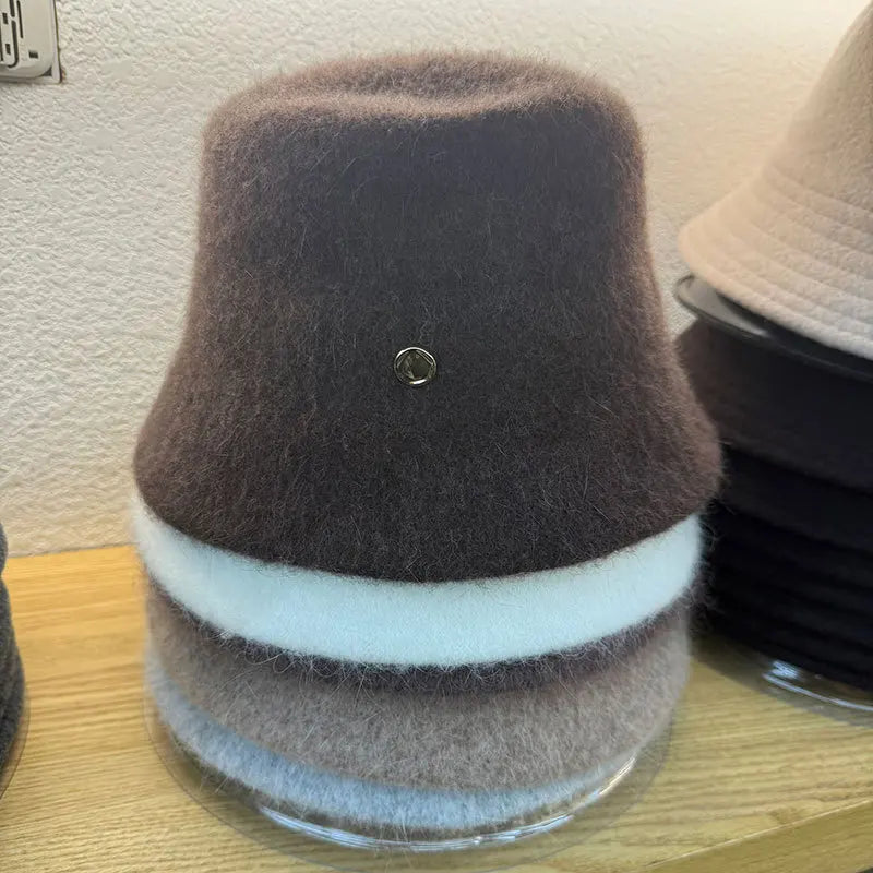 Japanese Rabbit Fur Wool Blend Bucket Hat