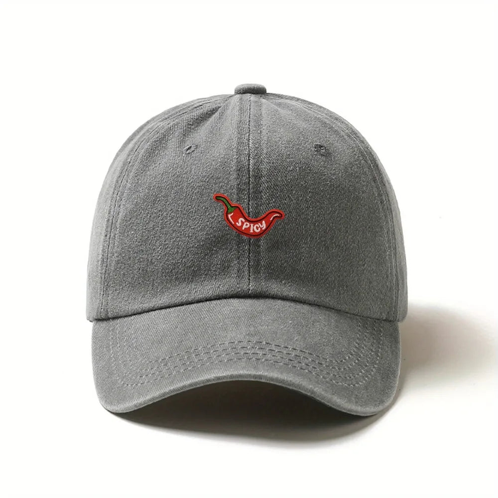 Retro Washed Chili Pepper Embroidery Baseball Cap