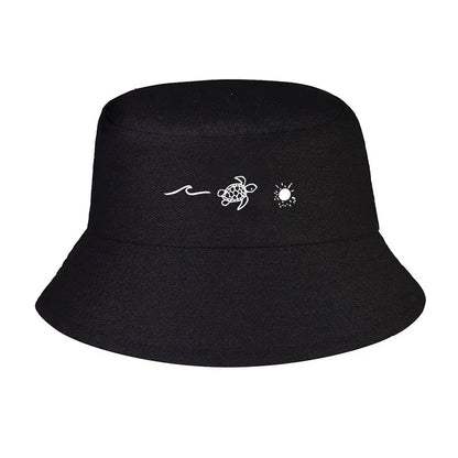Wave Turtle Graphic Coastal Ocean Theme Bucket Hat