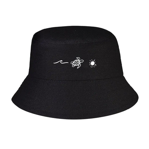 Wave Turtle Graphic Coastal Ocean Theme Bucket Hat