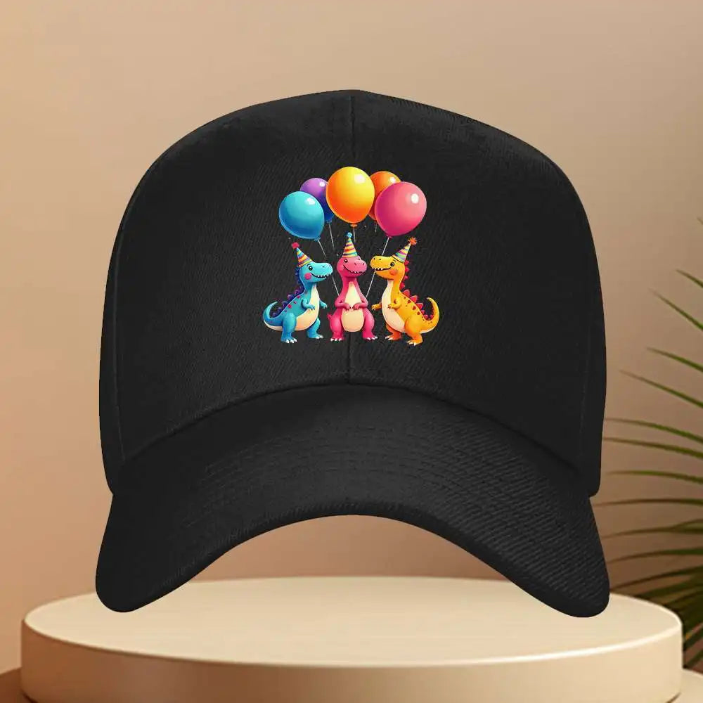 Cute Dinosaur Balloon Print Unisex Adjustable Baseball Cap