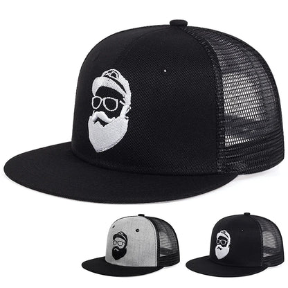 Uncle Beard Embroidery Hip Hop Mesh Snapback Cap