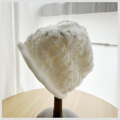 Korean Winter Handmade Floral Crochet Bucket Hat