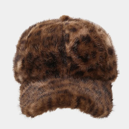 Leopard Print Winter Baseball Cap