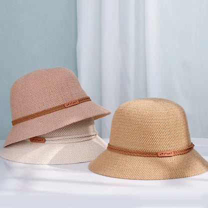 Women Foldable Straw Sun Bucket Hat