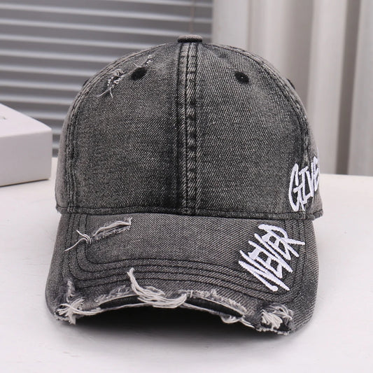 Embroidered Letter Denim Baseball Cap