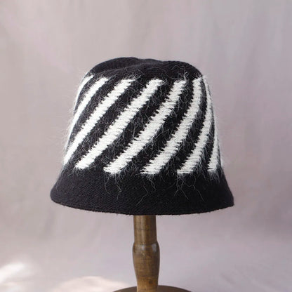 Women's Striped Wool Knitted Bucket Hat