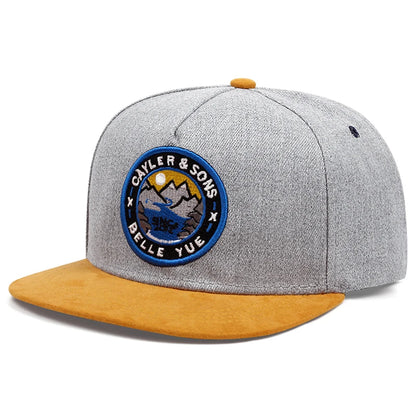 Belle Yue Sunset Embroidery Flat Brim Cap