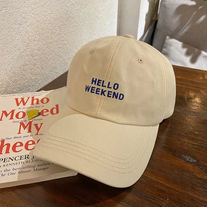 Hello Weekend Embroidered Baseball Cap