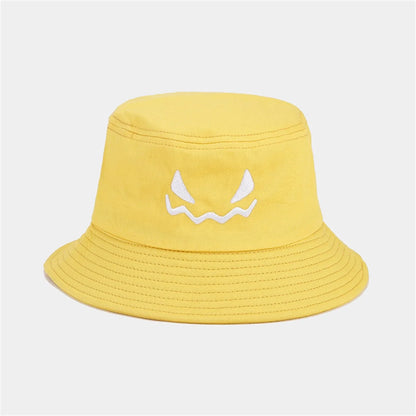 Halloween Pumpkin Embroidery Bucket Hat Double Sides