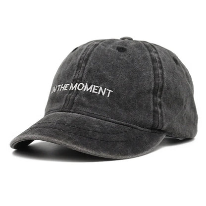 Letter Embroidery Short Brim Washed Baseball Cap